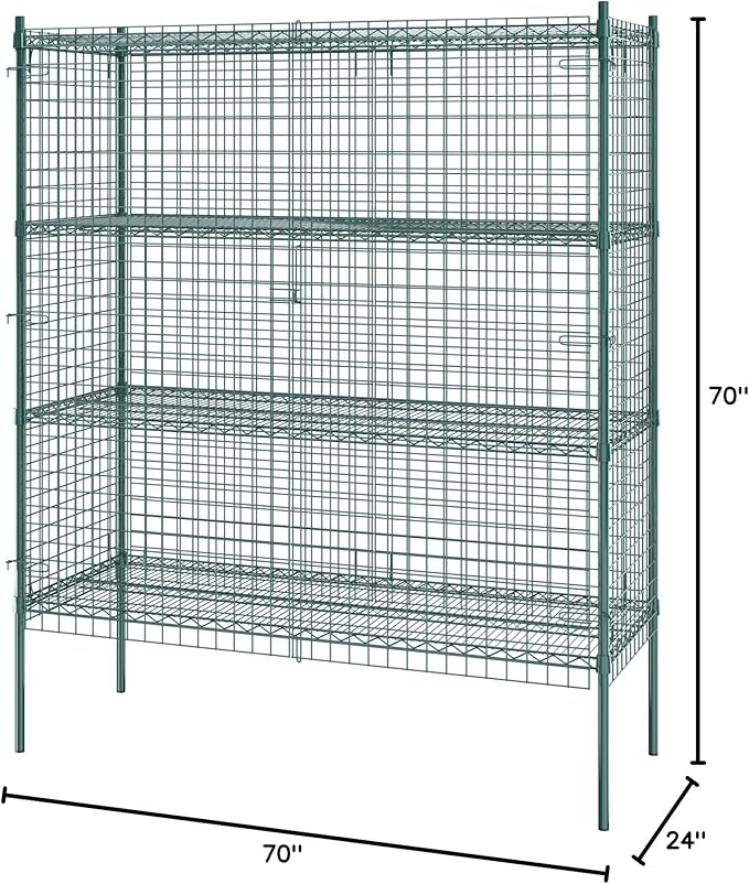 Commercial Grade NSF Listed Metal Wire Mesh Storage Green Epoxy Security Cage Kit 24" x 60" x 74", Perfect for Warehouse, Walk-In Refrigerator, Freezer, Grocery Store, Restaurant