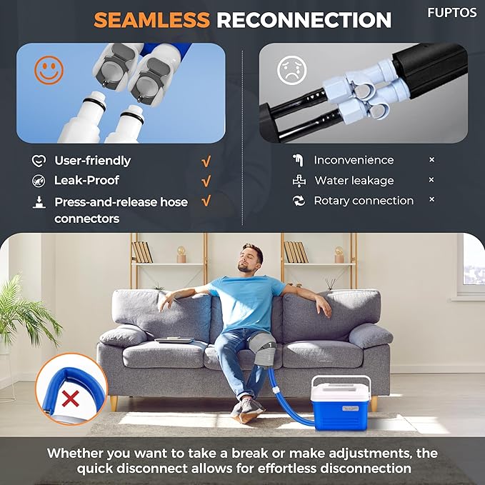 Cold Therapy Machine for Knee & Shoulder, Pain Relief, Post-Surgery Recovery, Cryotherapy for Muscle Recovery, Sports Injuries, Digital Timer, Quiet Pump, Universal Ice Pad