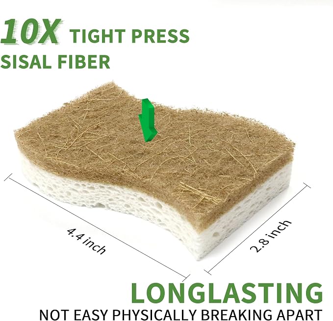 16 Pack Biodegradable Natural Dishsponge Kitchen Sponges | Compostable - Image 5