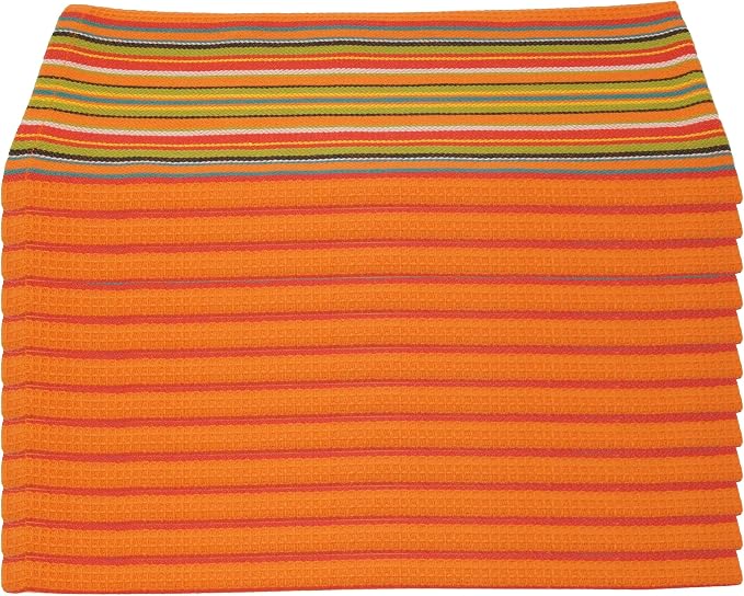 Kitchen Dish Towels Salsa Stripe | 100% Natural Absorbent Cotton Salsa Towels | by AuntiEmsKitchen