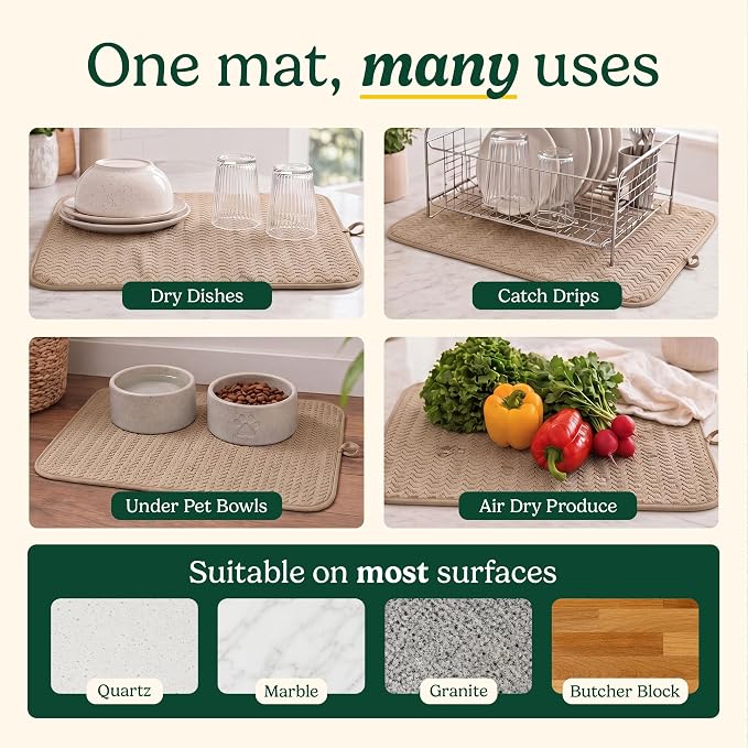 Cuisinart Dish Drying Mat for Kitchen Counter, quick-dry microfiber, machine - Image 7