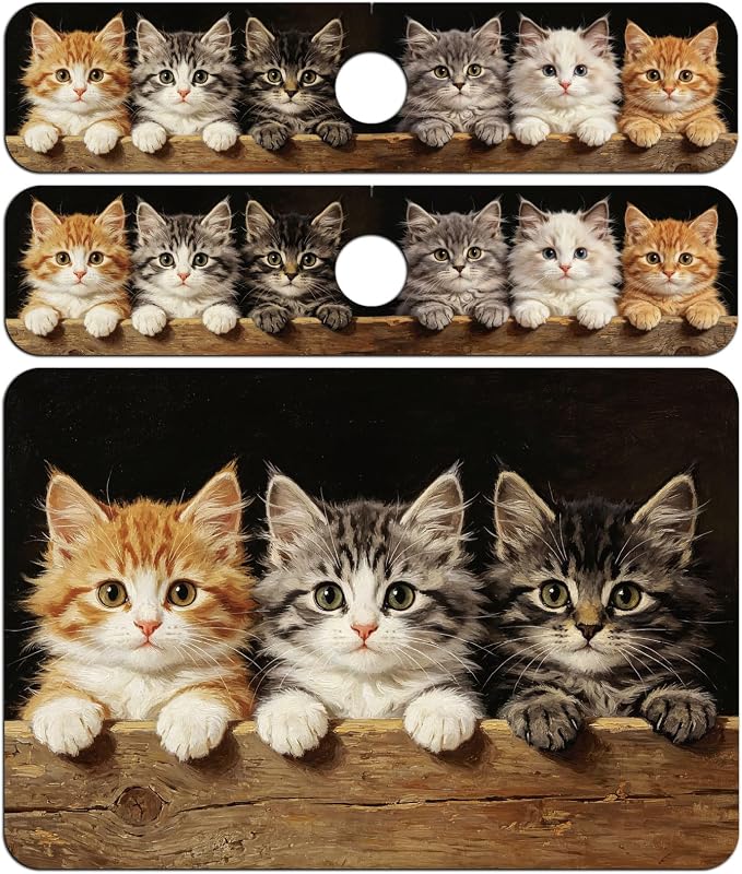 3 Pcs 2 Size Kitchen Sink Splash Guard Faucet Mat Cute Cat Pattern Faucet Mat - Image 8