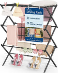 Oversize 3-Tier Clothes Drying Rack, No Install, Non-slip feet, Tool-free Setup by APEXCHASER