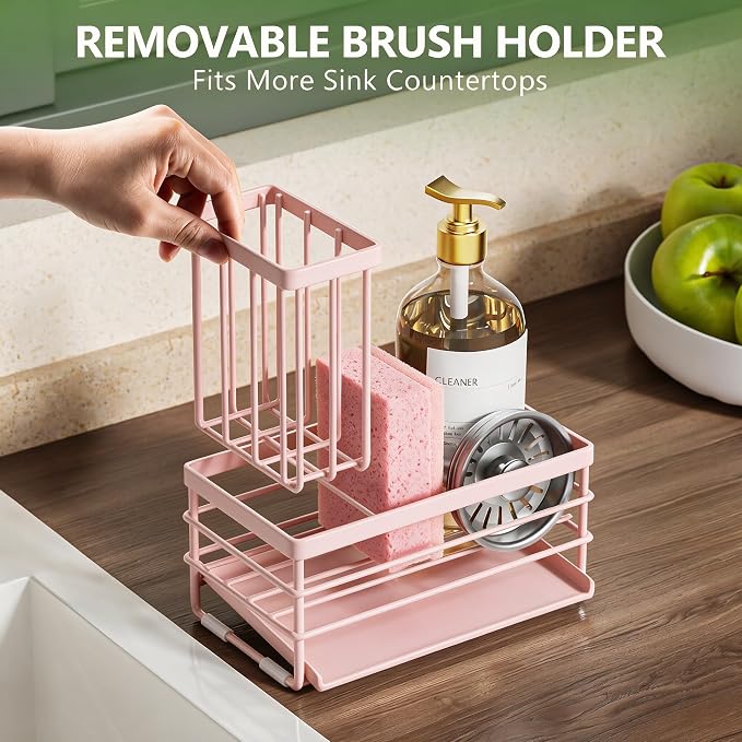 Cisily Pink Sink Caddy Sponge Holder - Image 4