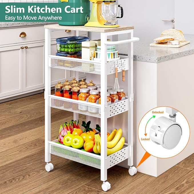 Vivihomety 4-Tier Laundry Utility Rolling Storage Cart - Image 2