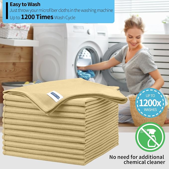 Microfiber Cleaning Cloth, 12 Pack Window Glasses Cleaning Cloth, Reusable - Image 7