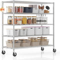 Homdox 5 Tier Storage Racks and Shelving, 24"x60"x82" Heavy Duty Metal Shelves for Storage, 3000LBS Commercial Adjustable Wire Shelving Unit on Wheels for Garage, Pantry, Kitchen, Warehouses, Chrome