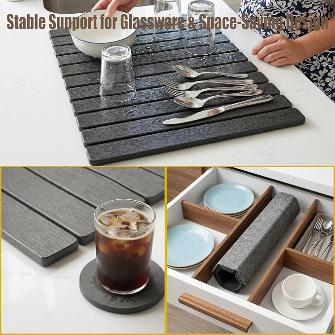 Large Stone Drying Mat for Kitchen Counter, Quick Dry Stone Drying Mat - Image 2