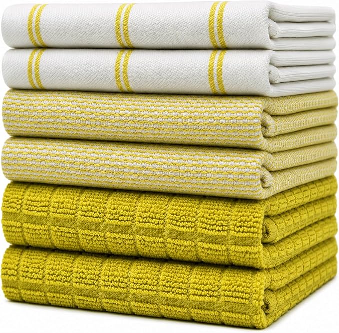Premium Kitchen Towels 6 Pack 100% Cotton by BumbleTowels
