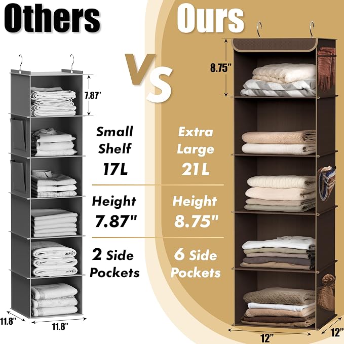 Simple Houseware 5 Shelf Hanging Closet Organizer, Top Support Metal Frame - Image 4