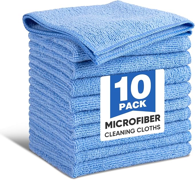 TEAWOO 10 PCS Blue Microfiber Cleaning Cloths, Car Towels, Kitchen Towels by TEAWOO