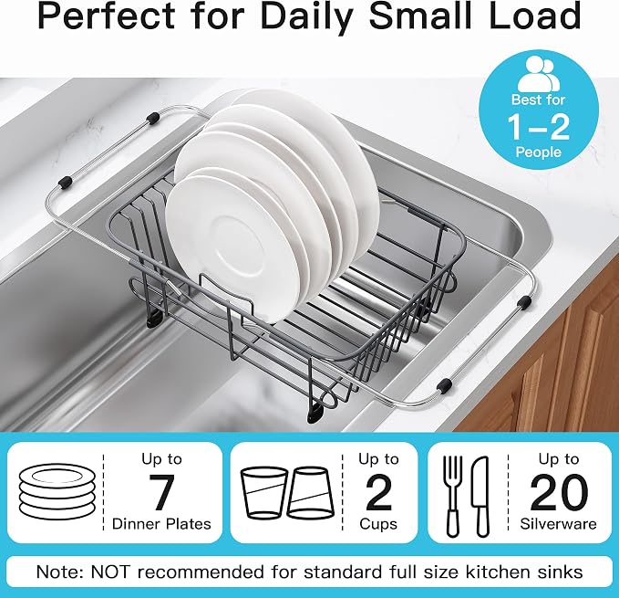 JASIWAY Gray Dish Drying Rack in Sink - Image 5