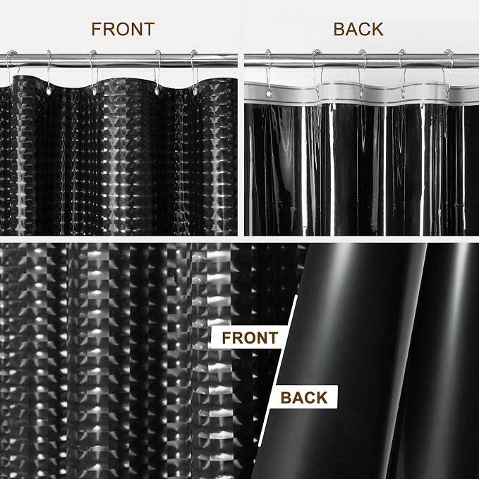 Barossa Design Extra Long Shower Curtain Liner Dimensional Black - Image 2