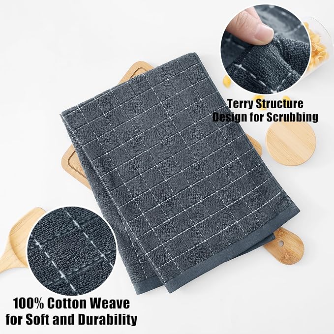 Homaxy Kitchen Towels and Dishcloths Set, Dark Grey - Image 2
