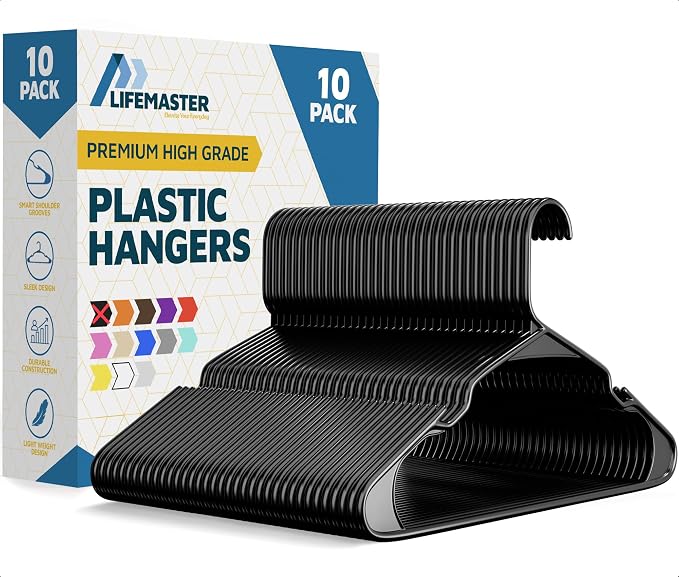 Lifemaster Plastic Clothes Hangers – Heavy Duty Hanger Set, by LIFEMASTER