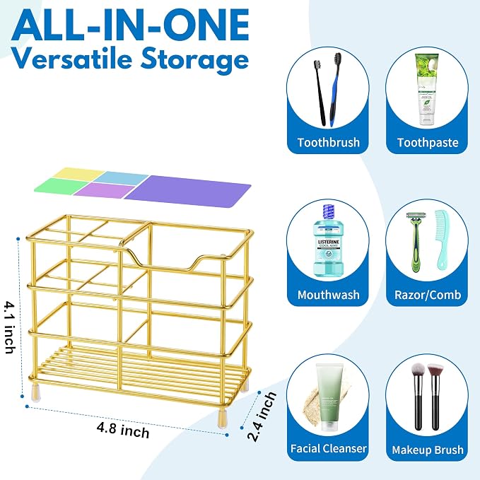 Urbanstrive 304 Stainless Steel Bathroom Toothbrush Holder Toothpaste Holder - Image 3