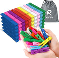 50pcs Colored Wooden Clothes Pins, 2.9inch 10 Colors, Clothespins by RIVEDA