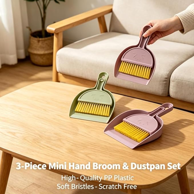 3PCS Hand Broom and Dustpan Set Mini Household Cleaning Tool - Image 4