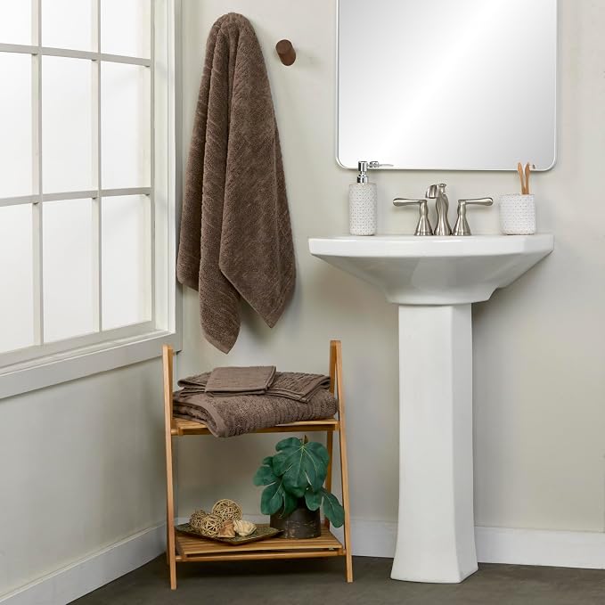 SKL Home CloudSoft Washcloth Set, 100% Cotton Luxury, Mink Brown | Premium - Image 6