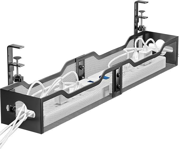 Under Desk Cable Management Tray 32'', Cable Management Under Desk No Drill by Litwaro