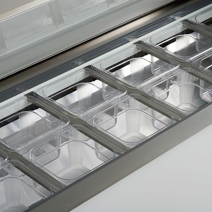 Kratos 69K-770 Commercial Refrigerated Sandwich/Salad Prep Table | Mobile 48" Wide Two Door Stainless Steel Prep Table | 12 Pan Capacity | Cutting Board Included | 115V | ETL Certified
