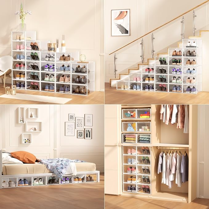 12 Pack X Large Shoe Organizer Storage Boxes - Image 7