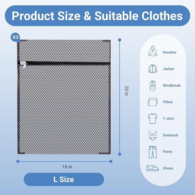 6Pcs Durable Honeycomb Mesh Laundry Bags - Image 3