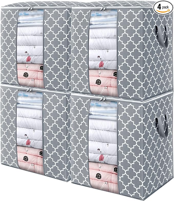 Storage Bags 4 Pack 100L Clothes Organization and Storage Containers | Large by WiseLife