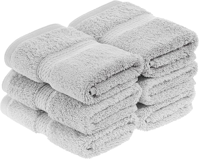 SUPERIOR Egyptian Cotton Plush & Absorbent, Face Towel Set of 6, Soft Luxury by SUPERIOR