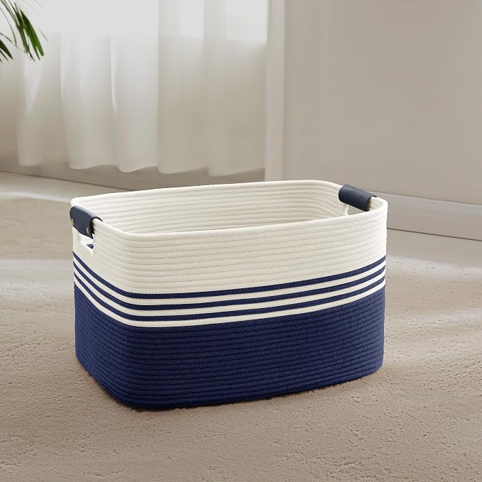 45L Small Woven Laundry Basket Hamper by SunNewt