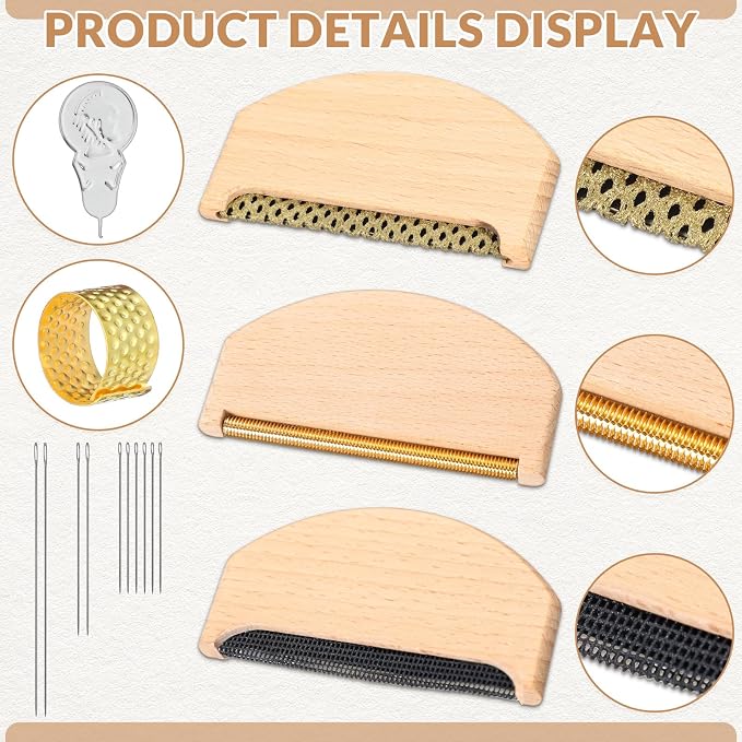 LemonRoad 3 Pcs Wooden Lint Comb 3 Styles Manual Portable Sweater Comb Manual - Image 3