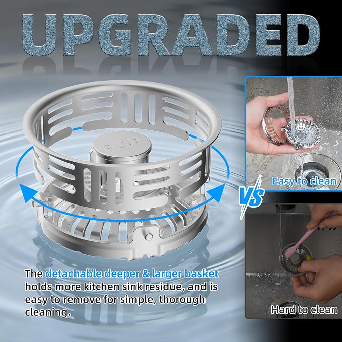 Hibbent 2 PCS Metal Kitchen Sink Drain Strainer & Stopper, Stainless Steel - Image 4