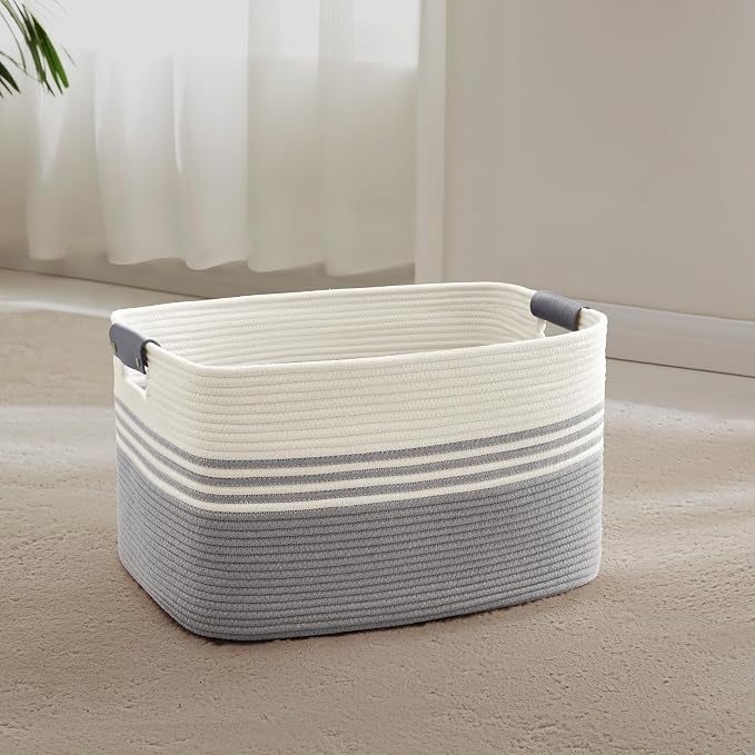 45L Small Woven Laundry Basket Hamper by SunNewt