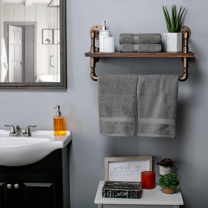 SUPERIOR Egyptian Cotton Plush & Absorbent, Hand Towel Set of 4, Charcoal | - Image 5