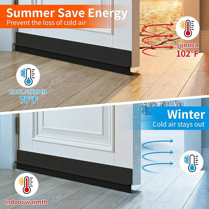 2Pc Total 72" Hard Door Draft Stopper, Door Sweep - Image 5