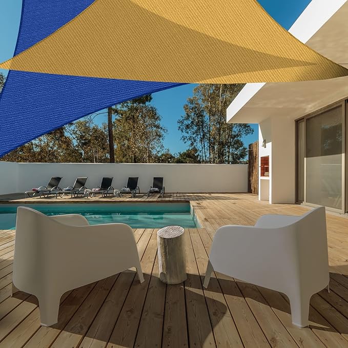 AsterOutdoor Sun Shade Sail Triangle 12' x 12' x 12' UV Block Canopy for Patio Backyard Lawn Garden Outdoor Activities, Cream
