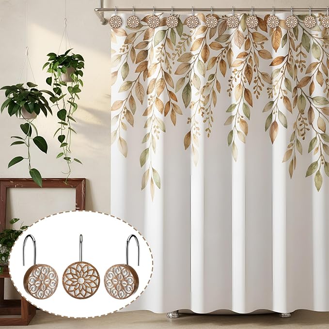 BreezeHug 12 Pcs Boho Shower Curtain Hooks Decorative Shower Curtain Hanger - Image 6