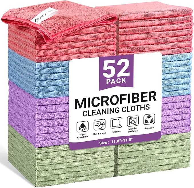 SIFANGKE Microfiber Cleaning Cloth, 52 Pack Assorted Color Cleaning Rags by Unknown