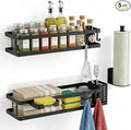PUSDON 5-in-1 16.5" Extra Long Kitchen Organizer & Shower Caddy Set, Wall Mount by PUSDON