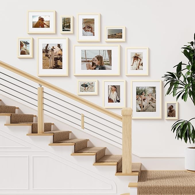 Vittanly 5x7 Picture Frame Set of 2, Solid Wood Frame for Wall or Tabletop, Display Photo 4x6 with Mat or 5x7 without Mat, White