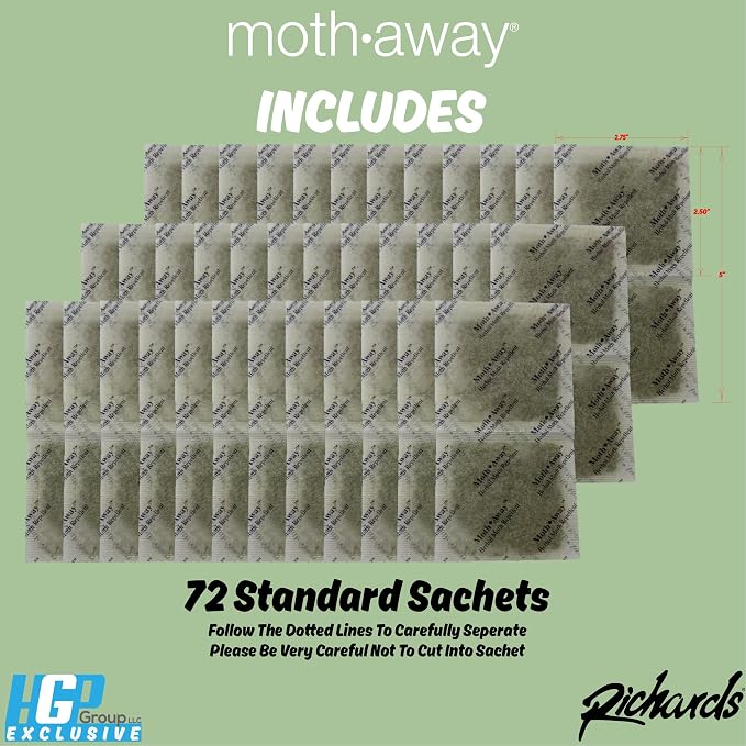 Richards Homewares Moth Away Sachets – 72-Pack Value Pack, Natural Herbal Moth - Image 7