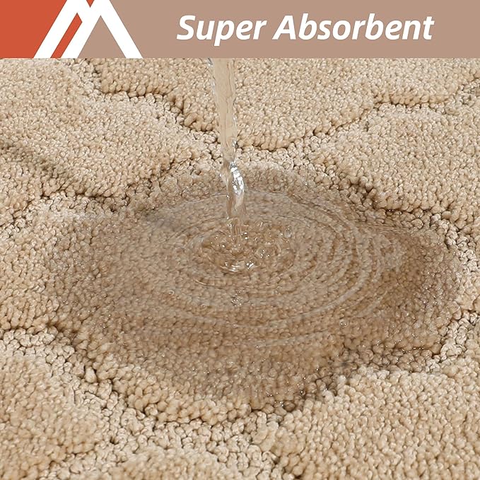COSY HOMEER Soft Floor Mats for in Front of Sink Super Absorbent Kitchen Rugs 20"x59" Non-Skid Standing Mat Washable,Polyester,Beige