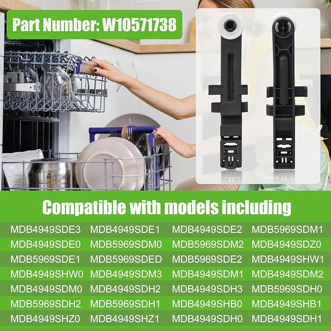 W10571738 Dishwasher Upper Dishrack Adjuster and Wheel Assembly Replacement for Whirlpool Maytag Dishwasher PS11756470, WPW10571738,AP6023130, 3449627 (4pack)