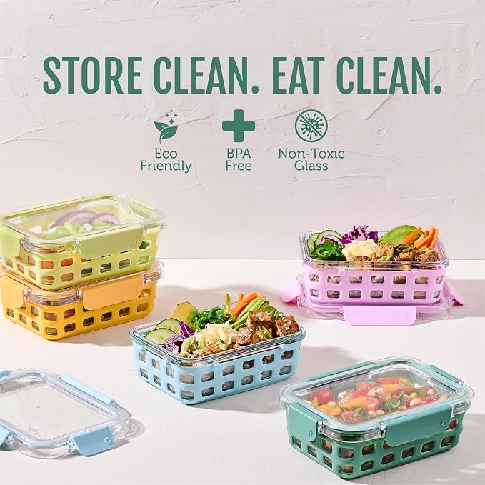 Ello Duraglass 3.4 Cup Glass Meal Prep Containers, 10 Pack - Image 2