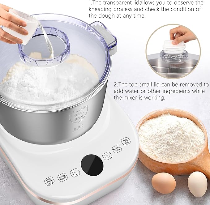 AIZIYO DoughChief, 7.4QT Dough Maker, Dough Mixer with Ferment Function, 304 Stainless Steel Bowl, Removeable lid, Touch Panel Control, Electric Dough Proofing Box for Pizza & Bread