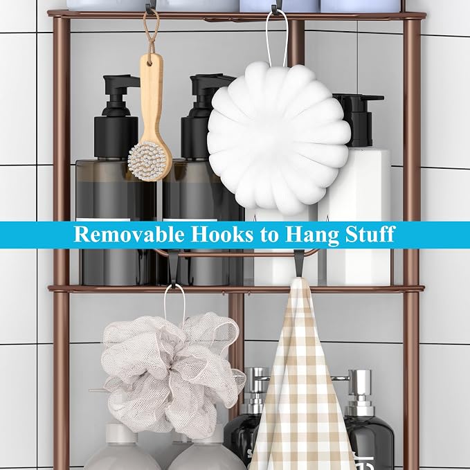 HuggieGems Metal Floor Standing Corner Shower Caddy, 4 Tier - Image 4