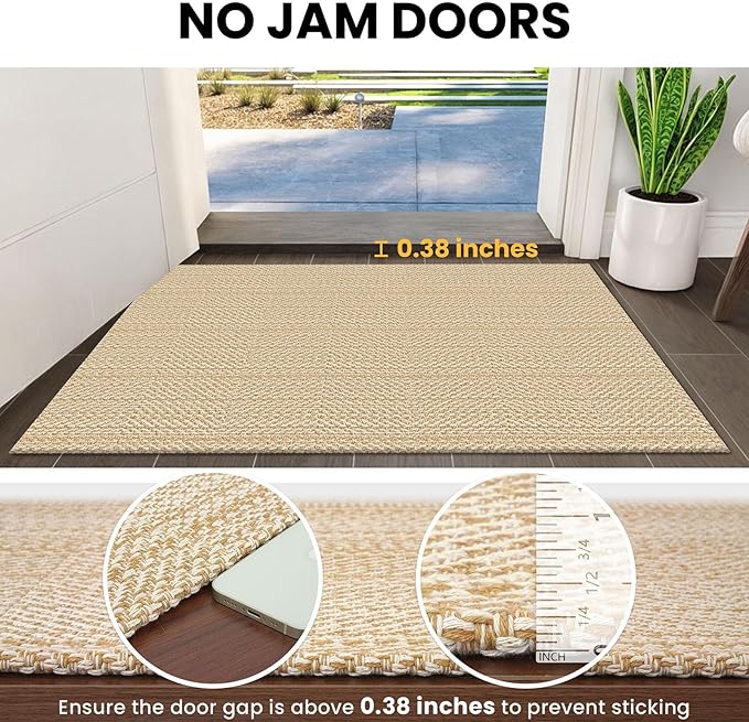 IOHOUZE Washable Runner Rug 3x10 Non Slip Rubber Backed Long Hallway Runner Entryway Runner Indoor, Kitchen Rugs Woven Cotton Floor Carpet for Hall Entrance, Warm Beige/Orange/Apricot