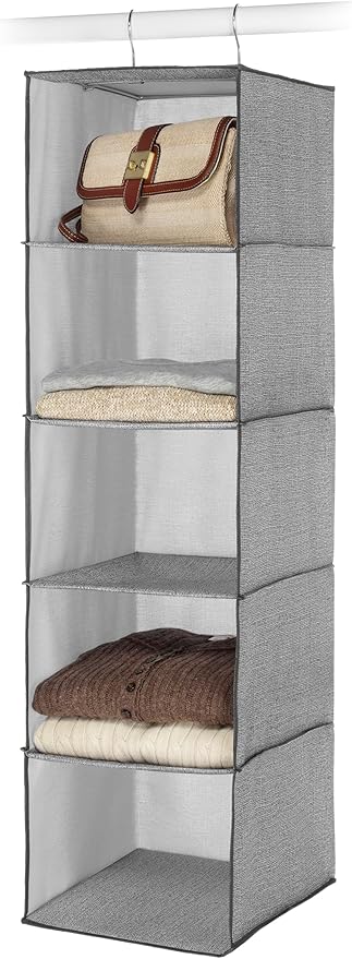 Whitmor Hanging Accessory Shelves 5 Open Sweater Shelves Crosshatch Gray by Whitmor
