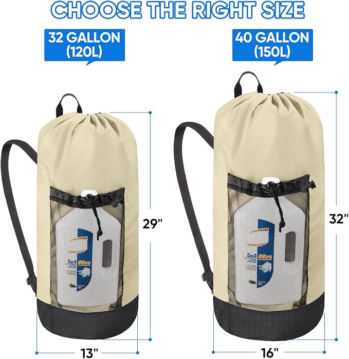 BALEINE 150L Laundry Bag Backpack, 900D Oxford Fabric Large Travel Laundry Bags - Image 3