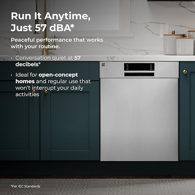 Kenmore 22-14585 24" Built-In Dishwasher - UltraWash, SmartWash, Sanitize Rinse, SmartDry, and Leak Detection - 14 Place Settings - 57 DBA - ENERGY STAR Certified - 24" - Stainless Steel